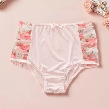 Модные трусики с высокой талией и контролем живота с кружевной отделкой для женщин L розовый