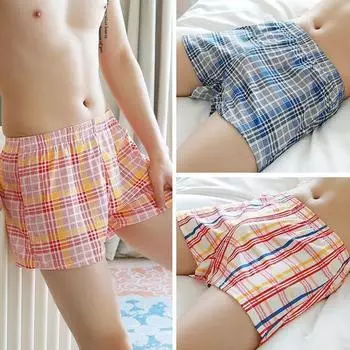 Модные трусы-боксеры, мужское нижнее белье, молодежные, дышащие, удобные, свободные, классические, клетчатые, со стрелками, брюки, домашняя одежда M красный