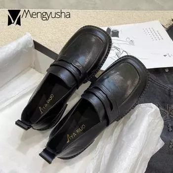 Модные туфли 2-Style с квадратным носком, мокасины со шнуровкой, британские кожаные туфли для женщин, оксфорды, низкие каблуки, вязаные туфли дерби для женщин 5