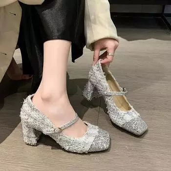 Модные туфли без застежек для женщин. Блестящие туфли без застежек. Блестящие туфли из искусственной кожи с каблуками-копытами. Резиновые туфли без застежек. Я. 35 розовый