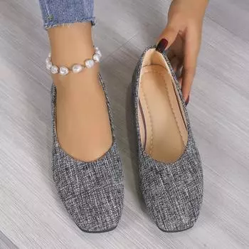 Модные туфли большого размера с закрытым носком для женщин 2024 года, новые простые и удобные туфли на плоской подошве с защитой от скольжения на один шаг 35