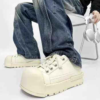 Модные туфли дерби на толстой подошве для пары Модный дизайнер Новый стиль Отдых на природе Прогулки Повседневное качество Молодежь Черно-белые туфли 36 белый