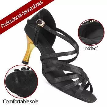 Модные туфли для латинских танцев на золотом каблуке, профессиональная танцевальная обувь для латинского танго, вальса в помещении, танцевальная обувь для женщин и девочек, танцевальная обувь для взрослых 34 коричневый