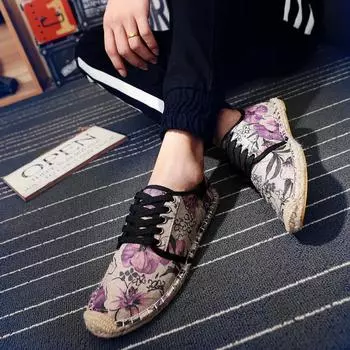 Модные туфли для рыбалки с цветами на плоской подошве, нескользящие, мужские повседневные туфли, дышащая ткань, брендовая мужская обувь, большой размер 45 41 чёрный