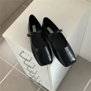 Модные туфли-хит продаж Mary Jane Single Shoes Women Pumps Модные удобные туфли с квадратным носком Женская обувь на низком каблуке с неглубоким носком 35