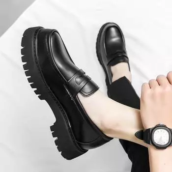 Модные туфли из лакированной кожи с толстой подошвой, модные роскошные мужские мокасины без застежек, дышащие туфли Homme Zapatos De Hombre Flats 38