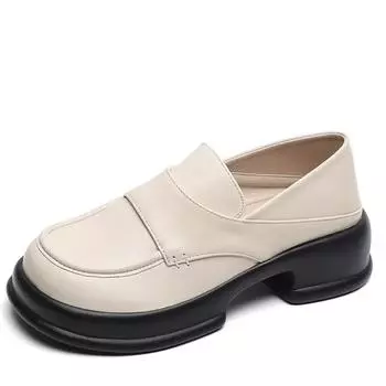 Модные туфли из мягкой кожи Женская весенняя обувь Дизайнерские туфли на каблуках Женские кроссовки Туфли для вечеринок Женские туфли на платформе Женские мокасины 34 абрикосовый