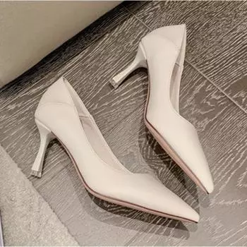 Модные туфли-лодочки для женщин, мягкие кожаные однотонные туфли для женщин, новые заостренные туфли на высоком каблуке, женские туфли Tacones Mujer 34