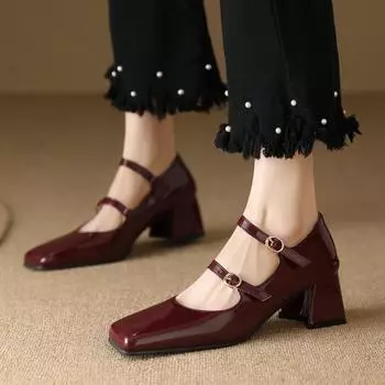 Модные туфли-лодочки на низком каблуке, элегантные женские туфли на каблуке черного и серебристого цвета, туфли Мэри Джейн для офиса и вечеринок, большой размер 45 48 34 чёрный