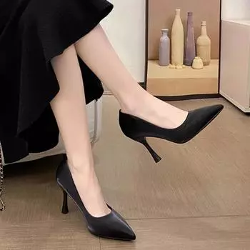 Модные туфли-лодочки с острым носком для женщин, офисная сексуальная женская обувь, роскошные последние молодежные модные трендовые и недорогие оригинальные туфли 34