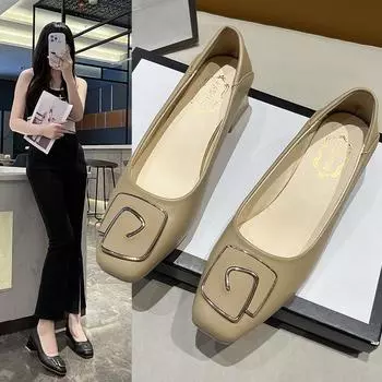 Модные туфли-лодочки, женские туфли-оксфорды без шнуровки на высоком каблуке с квадратным носком, женские туфли-оксфорды с металлическими украшениями, однотонные кожаные туфли на платформе, женские туфли 34 бежевый