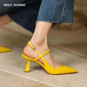 Модные туфли-лодочки женские туфли весна-лето офисные женские вечерние выпускные туфли из натуральной кожи с острым носком на высоком каблуке женские сандалии 34 белый