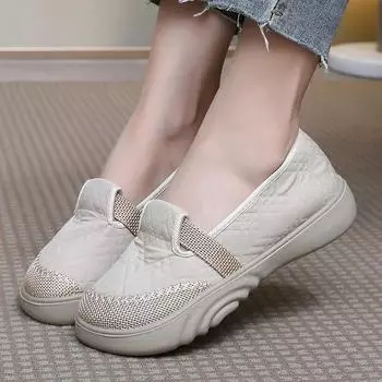 Модные туфли-лоферы без застежек Повседневная женская обувь на мелкой подошве Удобная обувь для рыбалки с круглым носком для ходьбы Женские туфли на плоской подошве Дышащие 35 хаки