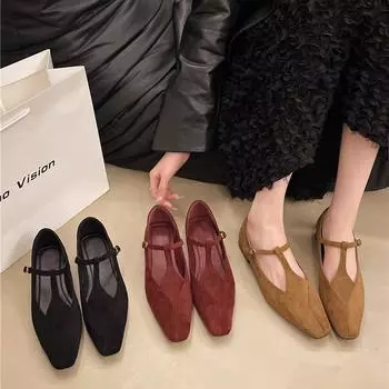 Модные туфли-лоферы с острым носком AJGS на плоской подошве, женские повседневные и удобные туфли-лодочки, новинка осени 2024 года, прогулочное платье, туфли Мэри Джейн на мягкой подошве 35 коричневый