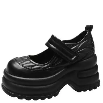 Модные туфли Лолиты для женщин Мэри Джейн 2024 года, новые винтажные туфли для девочек и студентов JK Uniform, туфли на платформе и высоком каблуке для косплея, черные женские туфли 34 чёрный