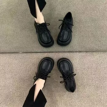 Модные туфли Лолиты для женщин, японские туфли Мэри Джейн, женские винтажные туфли для девушек, студентов, JK, туфли на высоком каблуке и платформе, косплей, большие размеры 35 чёрный