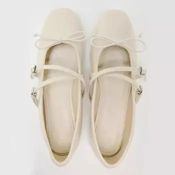 Модные туфли Мэри Джейн для женщин 2024 года, осенние туфли в стиле ретро с пряжкой на ремешке, мягкие, удобные, классические женские балетки с бантом, Zapatos De Mujer 36 бежевый