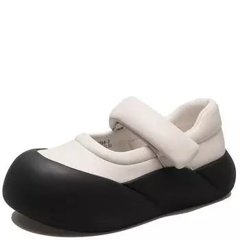 модные туфли Мэри Джейн из мягкой кожи для женщин на осень новый стиль туфли с большим носком туфли на толстой платформе для женщин 35 чёрный