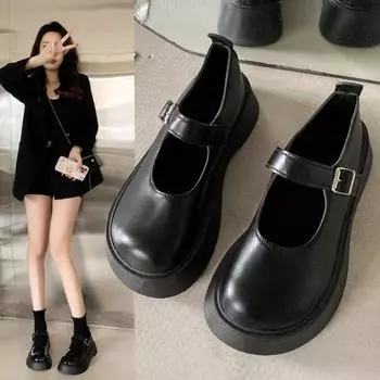 Модные туфли Мэри Джейн женские 2024 ретро туфли на плоском каблуке женские мягкие и удобные туфли модные и универсальные 35