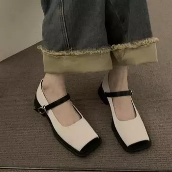 Модные туфли на низком каблуке для женщин с квадратным носком, повседневные женские кроссовки, туфли на плоской подошве, удобные туфли на высоком каблуке 35 абрикосовый