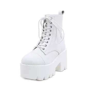 Модные туфли на платформе и каблуке, белые туфли с перекрестными шнурками, женские туфли на каблуке с круглым носком, удобные туфли для студентов колледжа 35 белый