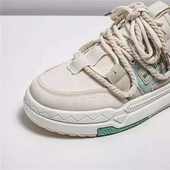 Модные туфли на платформе из пеньковой веревки для мужчин 2024 года, весна, новая повседневная нишевая универсальная обувь, мужская трендовая спортивная обувь 39 бежевый