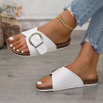 Модные туфли на платформе, женская обувь, летние новые пляжные туфли с пряжкой на ремне из пробки для женщин, сандалии, модные женские сандалии с открытым носком, тапочки 36 чёрный