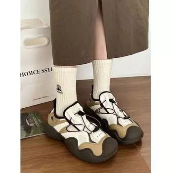 модные туфли на плоской платформе женские модные сандалии с вырезами дизайнерские женские туфли кроссовки студенческие повседневные zapatos 2024 35 хаки