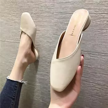 Модные туфли на плоской подошве 2024 года, модные мюли для женщин, ПУ-кожа, острый носок, шлепанцы, женские тапочки, летние сандалии, женская обувь 4
