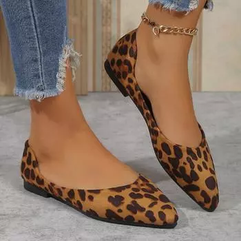 Модные туфли на плоской подошве для женщин, сексуальные леопардовые туфли с острым носком, большие размеры, маленькие размеры, мокасины без застежек, балетки, базовая женская рабочая обувь 43 цветной печати леопарда