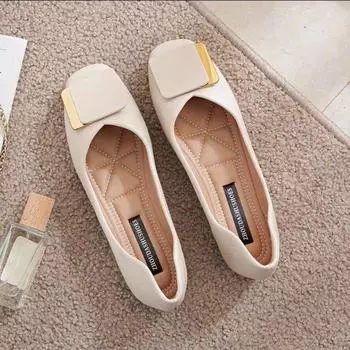 Модные туфли на плоской подошве для женщин 2024 года, новые модные квадратные дышащие повседневные удобные рабочие туфли, мягкие женские туфли на плоской подошве размера 35-40 35 чёрный