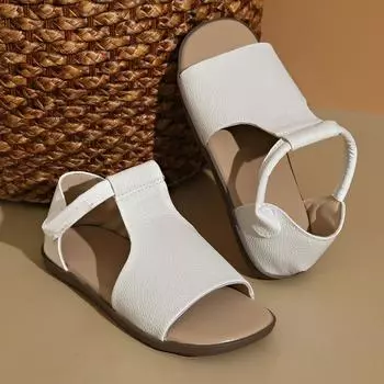 Модные туфли на плоской подошве, летние, новые, с круглым носком, открытым носком, с каблуком-мешком, мягкая подошва, нескользящие, износостойкие сандалии 35