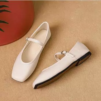 Модные туфли на плоской подошве, ретро женская обувь, весна-осень, новые французские туфли Мэри Джейн на плоской подошве, черные туфли с квадратным носком, кожаные туфли на низком каблуке 35 хаки