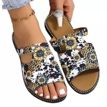 Модные туфли на плоской подошве в стиле бохо для женщин, летние новые модные тапочки-гладиаторы с застежкой-молнией, женские мягкие пляжные шлепанцы больших размеров, женские тапочки 35 чёрный