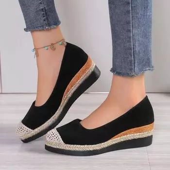 Модные туфли на танкетке для женщин 2024 года, повседневные женские туфли в стиле ретро в римском стиле, удобные и универсальные женские туфли с неглубоким носком Zapatos 36