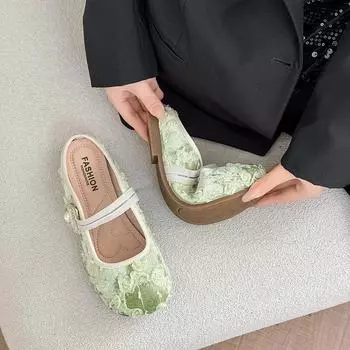 Модные туфли на танкетке из ткани для женщин с мягкой подошвой для ходьбы для пожилых людей, сандалии на плоской подошве с этнической вышивкой, льняные туфли на плоской подошве, летние женские тапочки, женские тапочки 35 бежевый