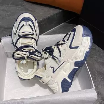 Модные туфли на танкетке со шнуровкой и платформой для женщин, повседневные толстые кроссовки, женская мода, теплая обувь для ходьбы, кроссовки, обувь для папы, женская 2024 35 серый