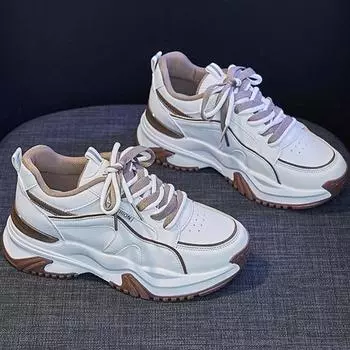 Модные туфли на толстой подошве для женщин 2024 года, весна, новые дышащие повседневные спортивные туфли, кроссовки на платформе для женщин Zapatillas De Deporte 35 хаки