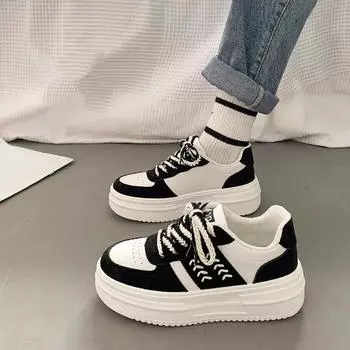 Модные туфли на толстой подошве из бисквитного торта для женщин, весна-осень, повседневные универсальные спортивные туфли для сноуборда, увеличивающие рост, маленькие белые туфли 35 розовый