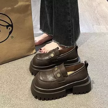 Модные туфли на толстой подошве, нишевый дизайн, удобные повседневные туфли, ленивые туфли прилив 35 хаки