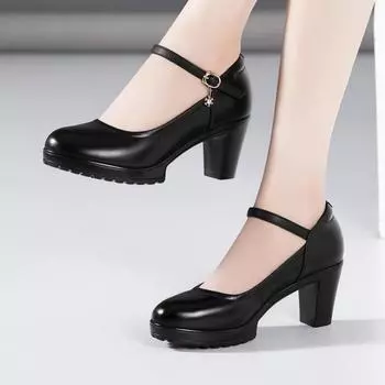 Модные туфли на высоком каблуке 7 см 9 см 12 см из натуральной кожи, повседневные туфли на высоком каблуке, сексуальные туфли на толстом каблуке и платформе от Русланы Коршуновы, туфли Мэри Джейн, черные, белые 35