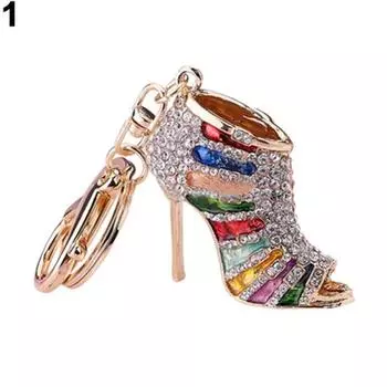 Модные туфли на высоком каблуке, брелок с подвеской, брелок со стразами красный