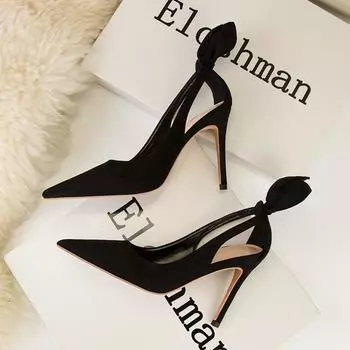 Модные туфли на высоком каблуке для банкета, женские туфли на шпильках, туфли на высоком каблуке с заостренными кроличьими ушками и стразами, одинарные туфли 34 чёрный
