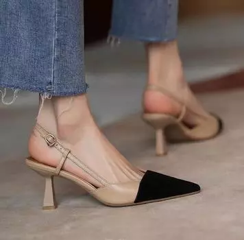 Модные туфли на высоком каблуке, лето 2024, новое поступление, модные босоножки с пряжкой и острым каблуком, женские, комфортные, простые, на шпильке, сандалии для женщин 34