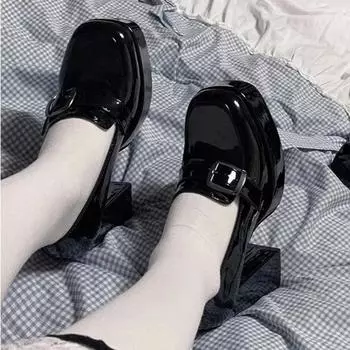 Модные туфли на высоком каблуке с металлическим украшением Mary Janes Platform High Heel Shoes для женщин 2024 года, горячая распродажа, однотонные туфли на каблуках Salto Alto 35 чёрный
