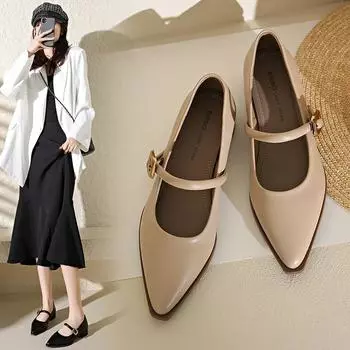 Модные туфли на высоком каблуке с острым носком, женская обувь, массивные туфли для вечеринок, весна-лето 2024, сандалии, дизайнерские туфли-лодочки, женские, больших размеров 34 бежевый