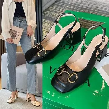 Модные туфли на высоком каблуке, сандалии для женщин, лето 2024, горячие продажи, модные женские сандалии, повседневные сандалии на плоской подошве с квадратной головкой, современные сандалии 35 розовый