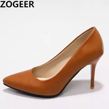 Модные туфли на высоком каблуке женские туфли-лодочки элегантные розовые черные телесные туфли на тонком каблуке сексуальные офисные свадебные туфли для офиса женские большой размер 48 34 бежевый