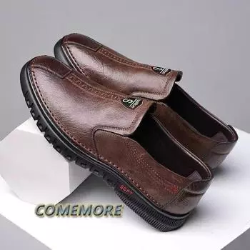 Модные туфли ручной работы из кожи PU Мужские повседневные кроссовки Комфорт Дизайн Мужские деловые лоферы Мокасины с круглым носком Мода Весна Осень 39 чёрный