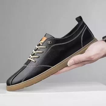 Модные туфли ручной работы из натуральной кожи для мужчин, повседневные кроссовки, мокасины для вождения, роскошные дышащие, горячая распродажа, высококачественная мужская обувь для скейтбординга 37 чёрный